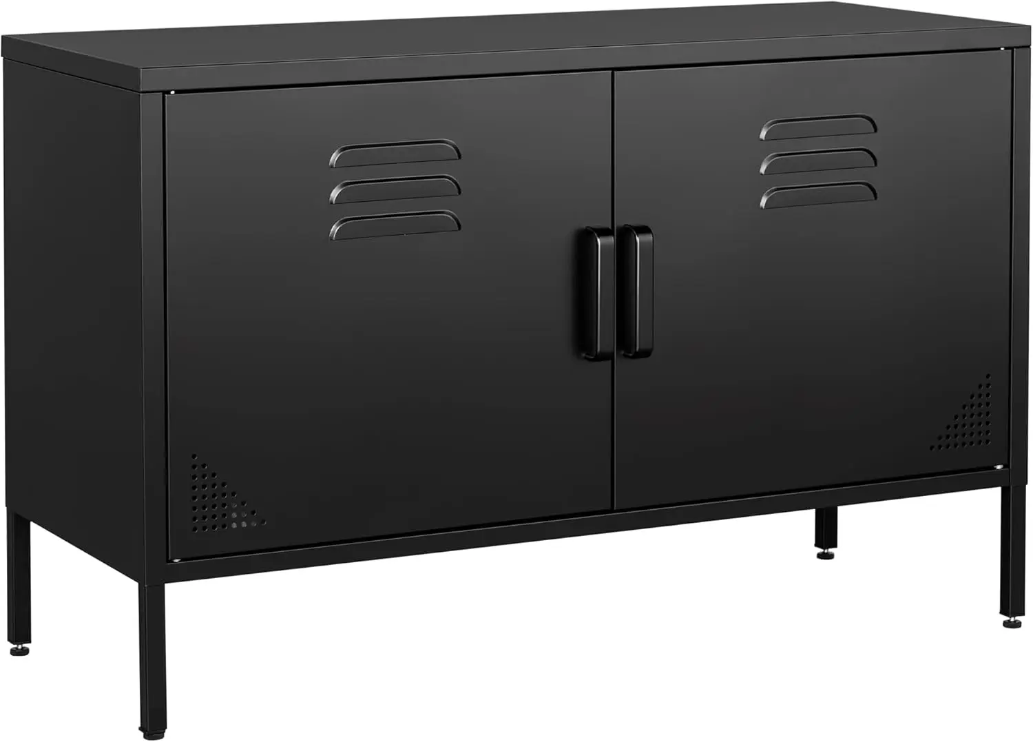 Metal Storage Cabinet with 2 Doors and Adjustable Shelves, Wide Metal Locker, Low Storage Cabinet, Accent Cabinet, TV Stand,