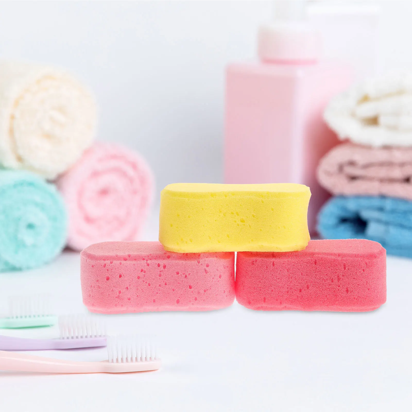 

8Pcs Bath Sponges Simple Shape Rich Foam Bath Tool for Sensitive Skin Body Cleaning Sponge Shower Scrubber Assorted Colors