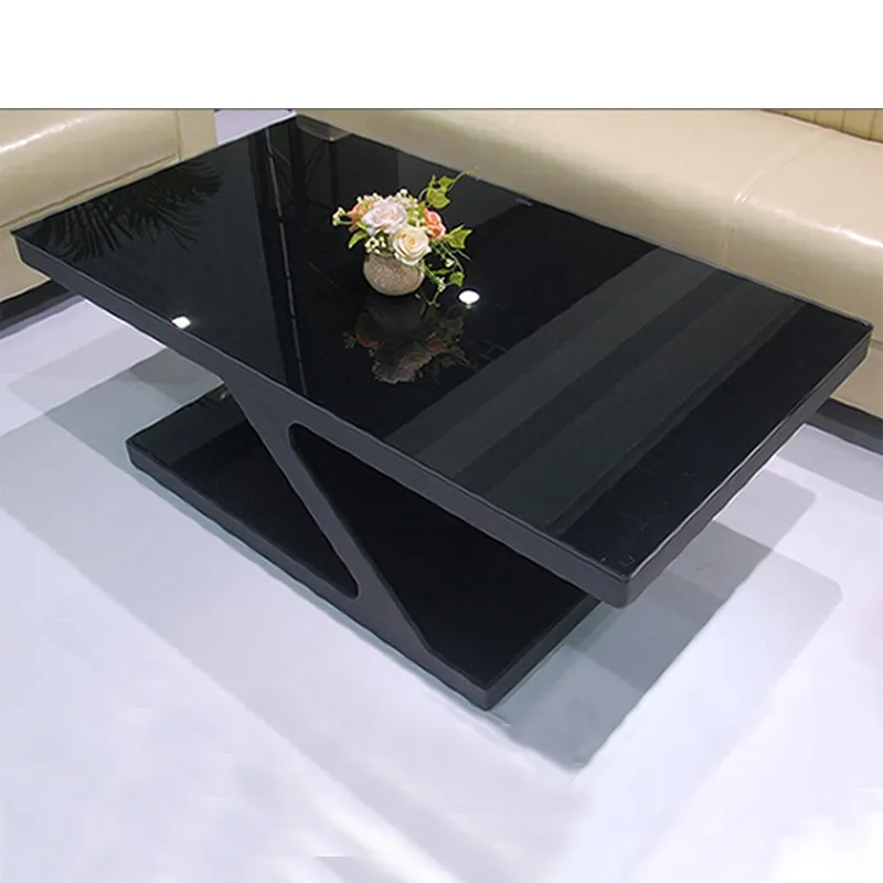 Hardware stainless steel double-layer coffee table tempered glass office coffee table reception room meeting area business negot