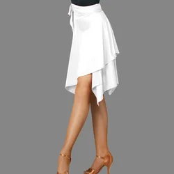 Women Latin Dance Short Skirt Lady Wraparound Single Piece Skirt Stage Performance Costumes Adult Female Irregular Hem Skirt