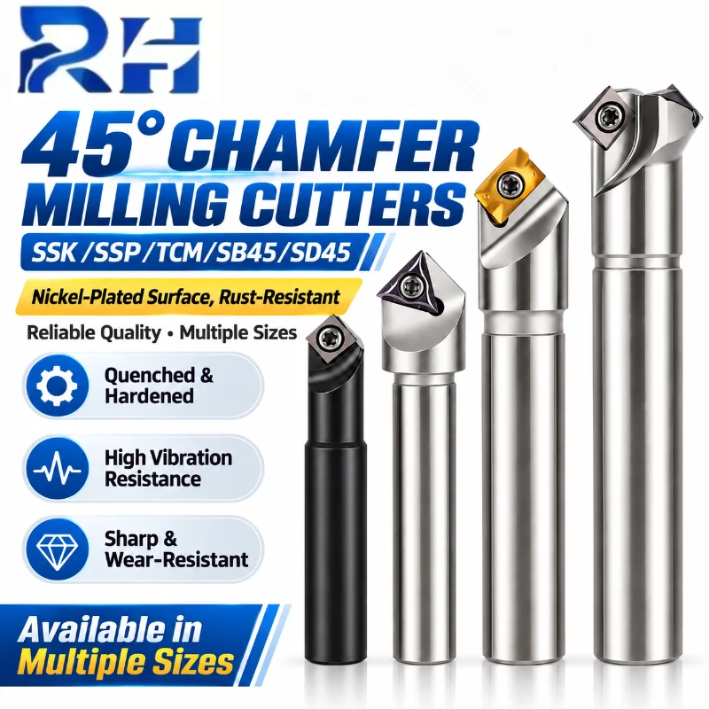 SSP/SSK/TCM 45° CNC Chamfering Tool Holder SB45 Fixed-point SD45 Internal External Hole Deburring Cutter for TCMT APMT Inserts