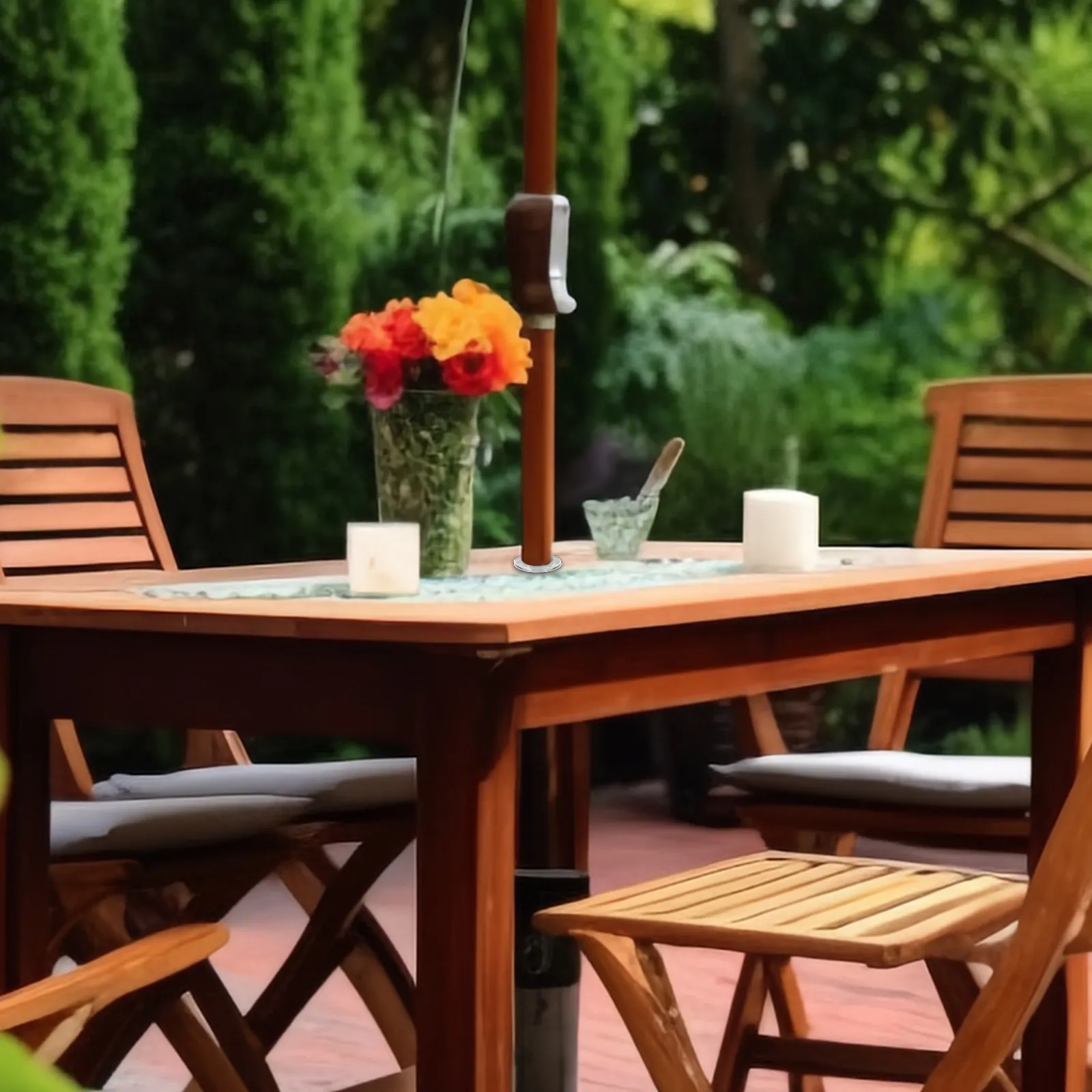 2Sets Silicone Table Umbrella Hole Ring Caps Kit High Temp Abrasion Resistant Patio Outdoor Coffee Shop Bar Glass Table