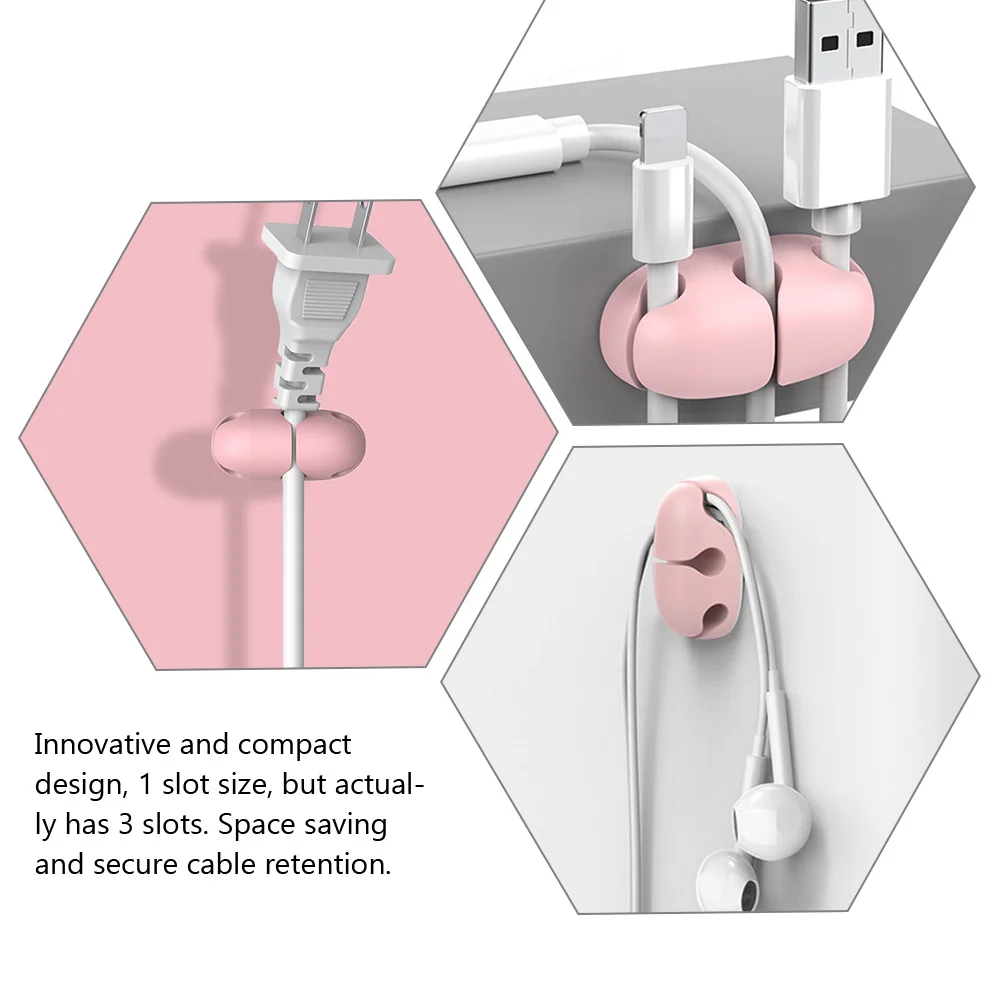 6 قطعة منظم كابلات حارس الحبل سيليكون حامل كابل ذاتي اللصق تصميم مدمج لسطح المكتب إدارة الأسلاك مقاطع سلك الطاقة #5