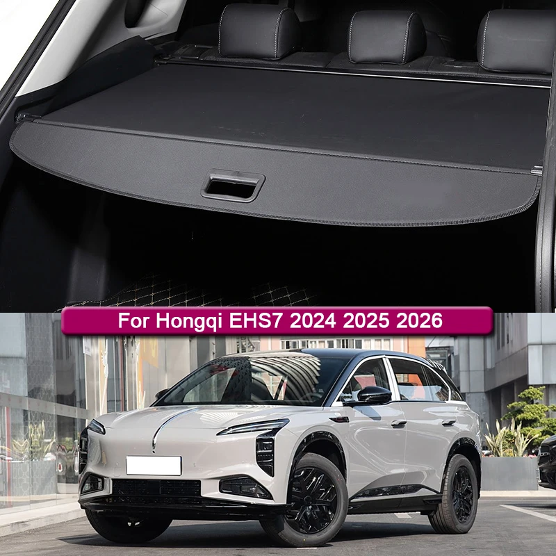 

Car Styling For Hongqi EHS7 2024 2025 2026 Canvas Car Rear Trunk Curtain Cover Rear Rack Partition Shelter Protect Privacy