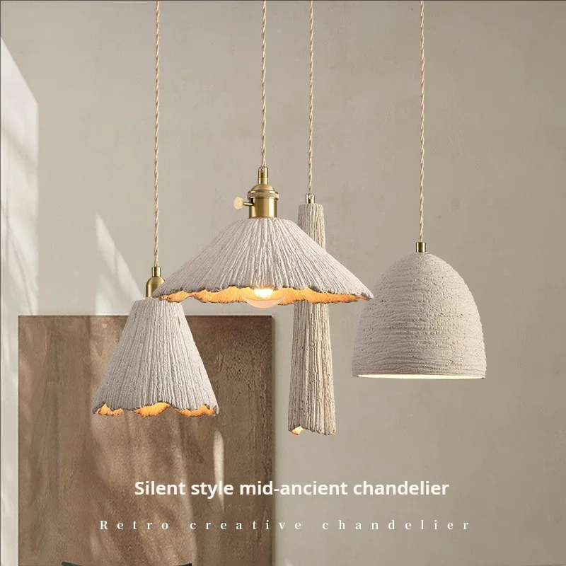 Wabi Sabi Japanese Style Chandelier Modern Micro Cement French Lighting for Cafe Restaurant Luxury Homestay Bar Pendant Light