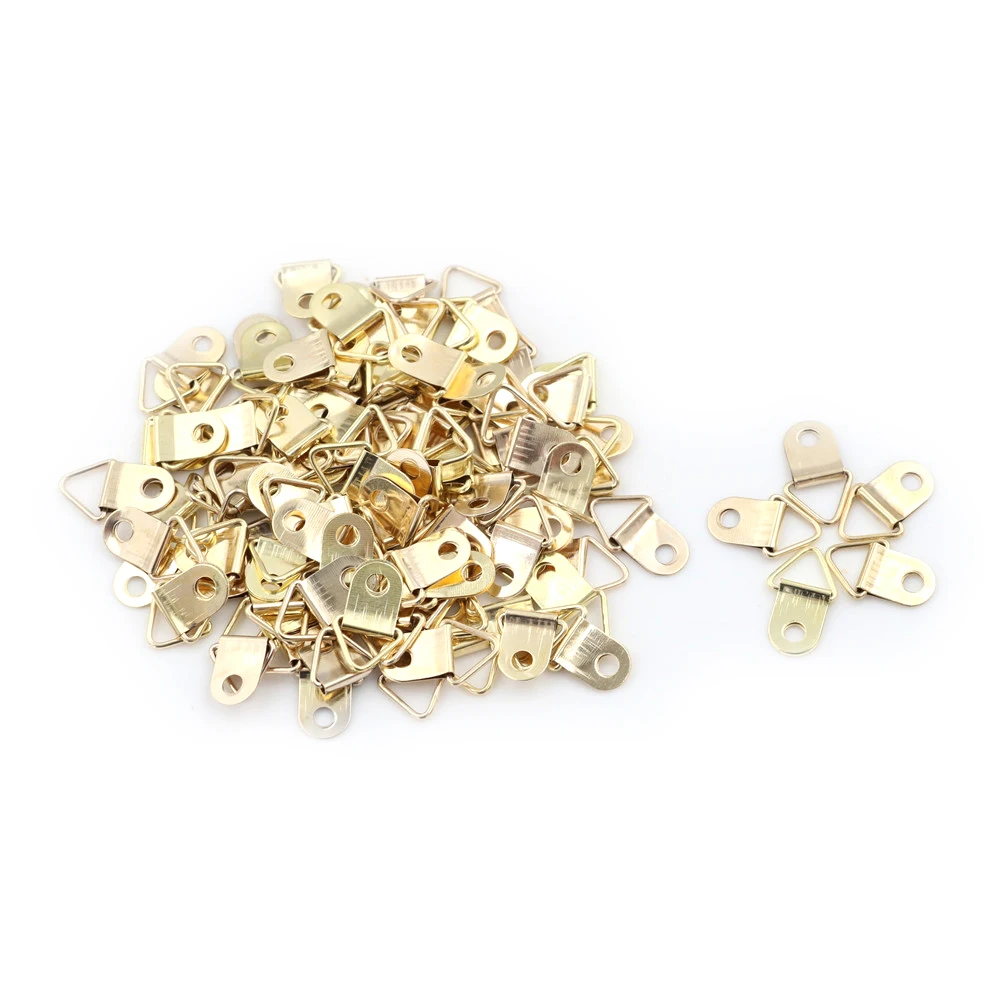 100pcs Easy To Hang Golden D-Ring Hanging Hooks Hangers Picture Oil Painting Mirror Frame Hooks Hangers Wholesale