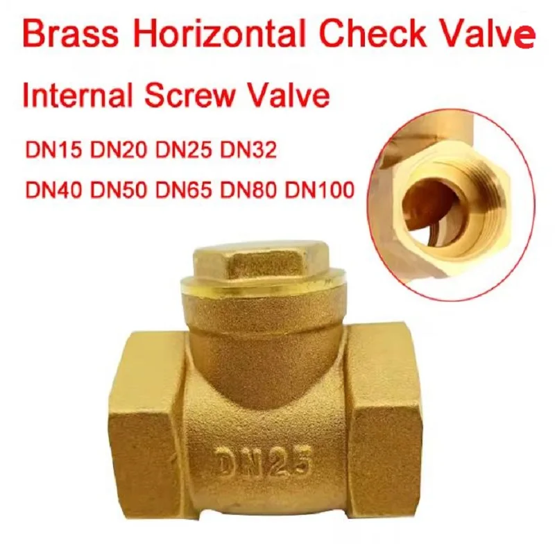 2 pcs BSP Swing Check Valve Prevent Water Backflow Golden DN15 DN20 DN25 DN32 DN40 Brass Meter with Single Acting Drain Baffle