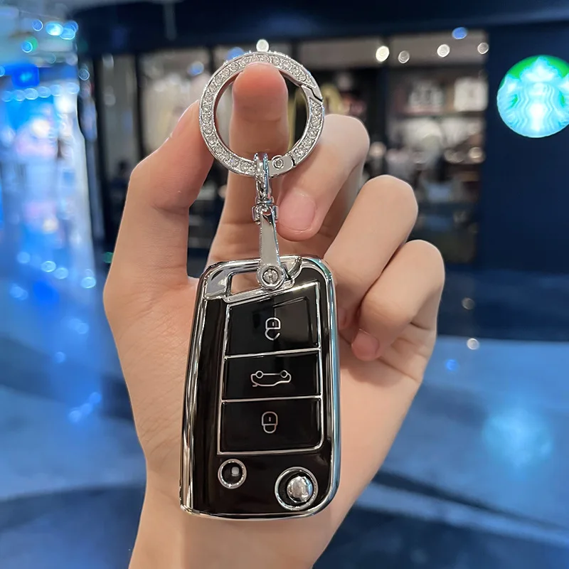 TPU Car Key Fob Protective Shell Case Compatible with Volkswagen Key Covers for Sagitar Lavida Bora Santana Tiguan Lamando Polo