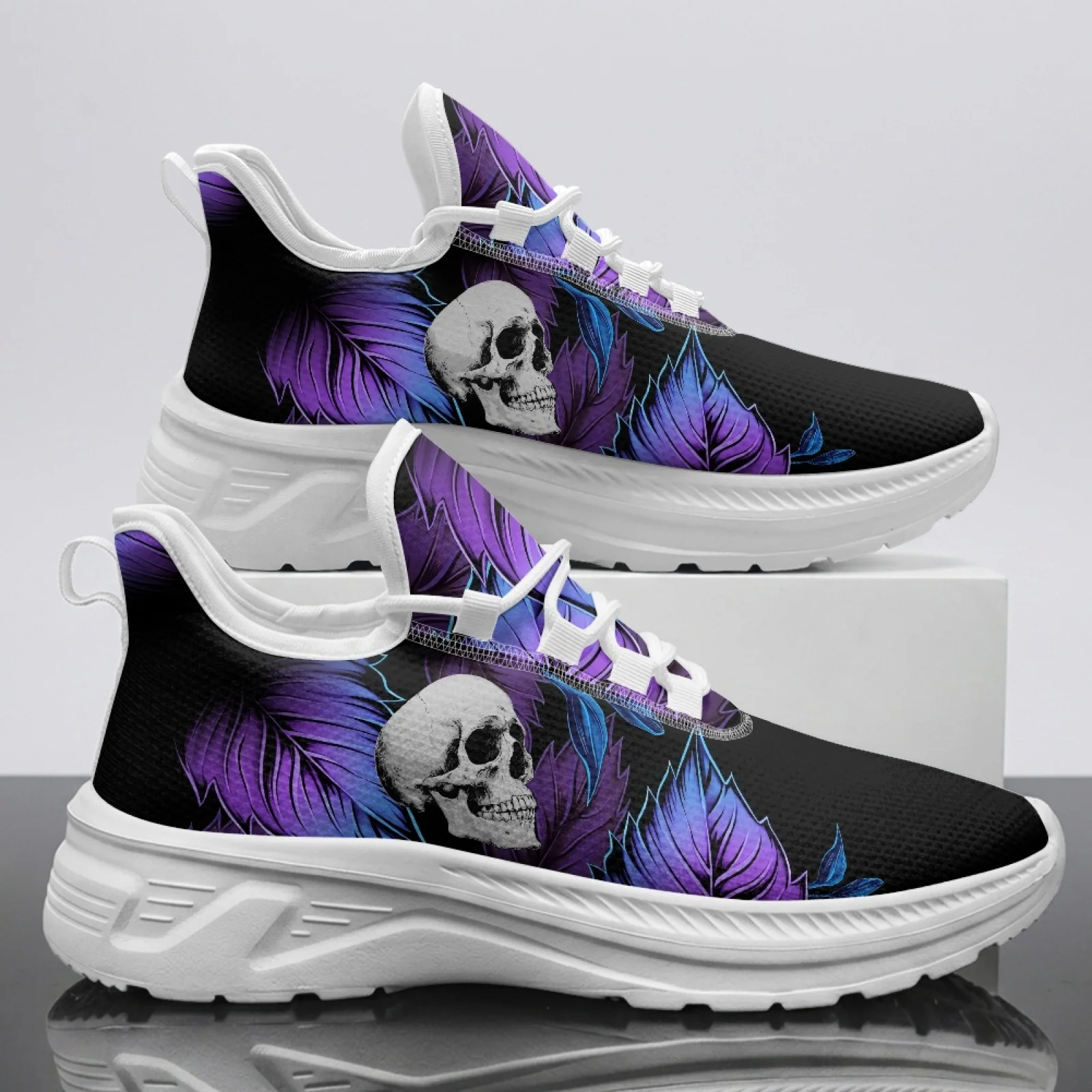 

XIXIRIMIDO Skull Mesh Sneakers Women'S Running Shoes Men'S Commuter Shoes Soft Breathable & Lightweight Comfortable Soft 35-48