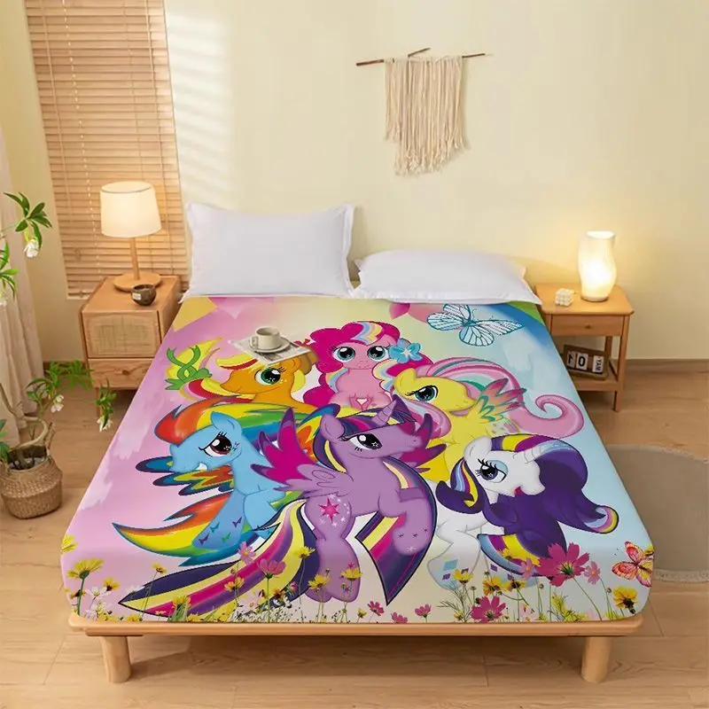 New Product My Little Pony Colorful Horses 100%Polyester Printed Fitted Sheet Mattress Cover Four Corners With Elastic Band Bed