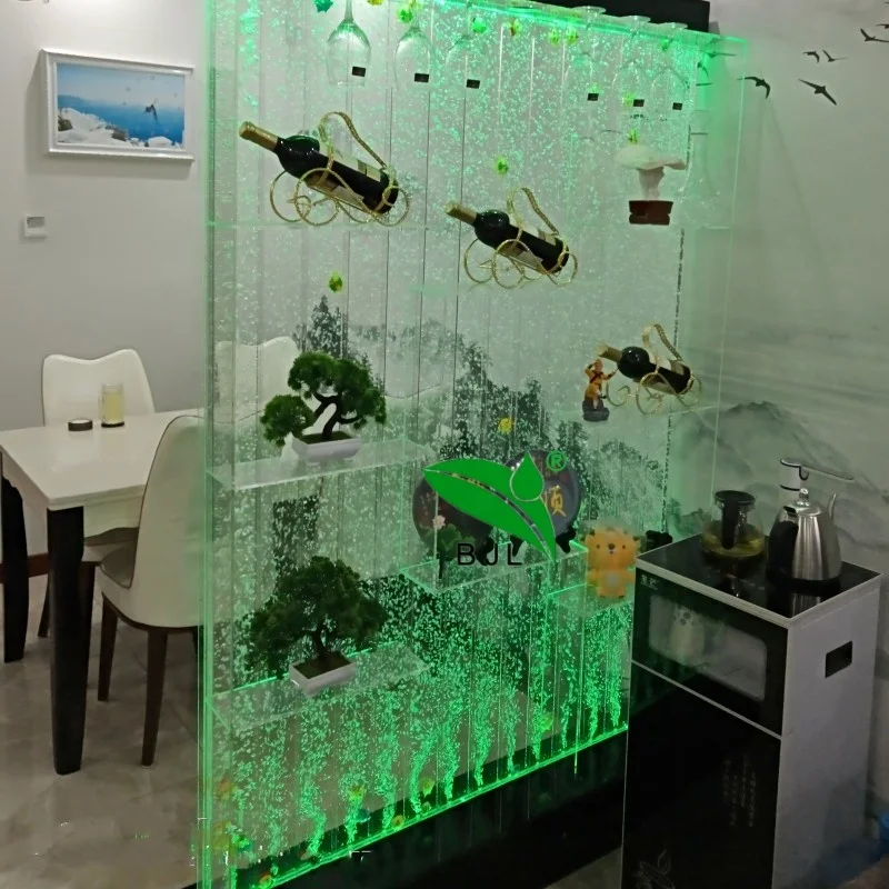 Customization.Restaurant Home bar Furniture LED Lighting Water Bubble Wall Acrylic Wine Rack bar Display Cabinet