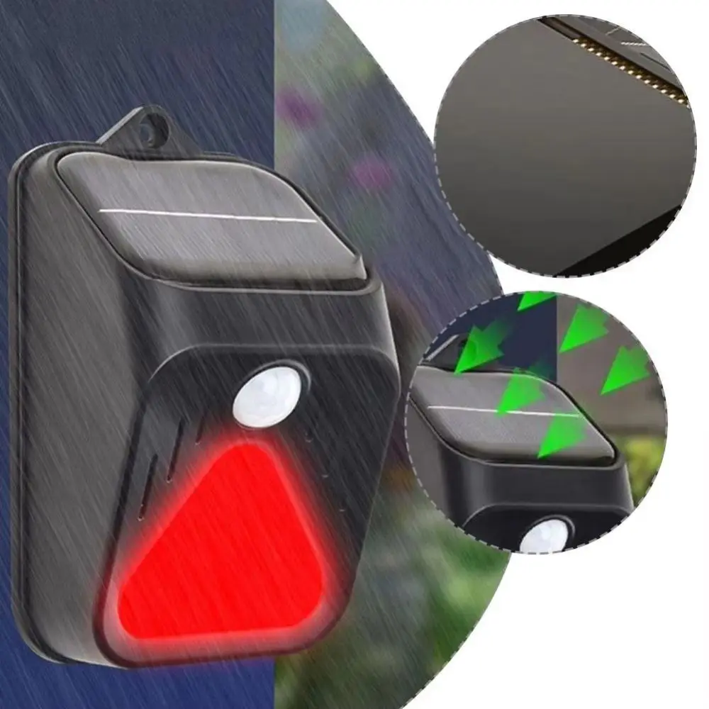 Waterproof Solar Alarm Light High Decibel Sound Strobe Function Animal Deterrent Solar Powered Intelligent Sensing