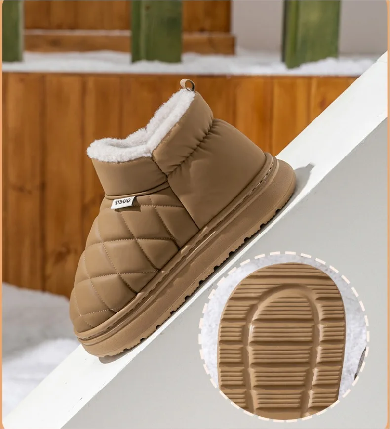 Winterfleece-gefütterte Hausschuhe, rutschfest, dicke gepolsterte Sohle, gemütlich warm, für Männer und Frauen, für den Innenbereich, mit Fersenumwicklung für Küche und Bad. – Detail 6