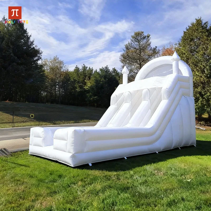 

PVC Big White Dual lane Dry Slide Commercial Inflatable Water Slide for Kids and Adults Commercial Grade Outdoor With Blower