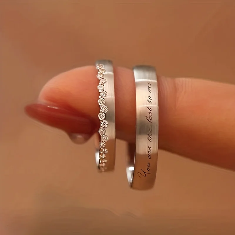 

Couple Rings Open Adjustable Ring Women Men You Are The Best To Me 2023 New Fashion Jewelry Christmas Valentine's Day Gift