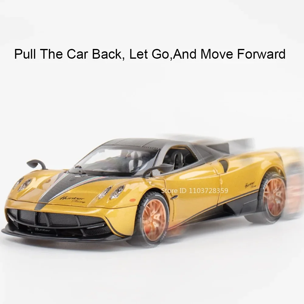 1:22 Pagani Huayra Dinastia Modello di auto sportiva Giocattoli Pressofuso in lega V12 GT Supercar Suono Luce Porte aperte Tirare indietro Ragazzi Regali