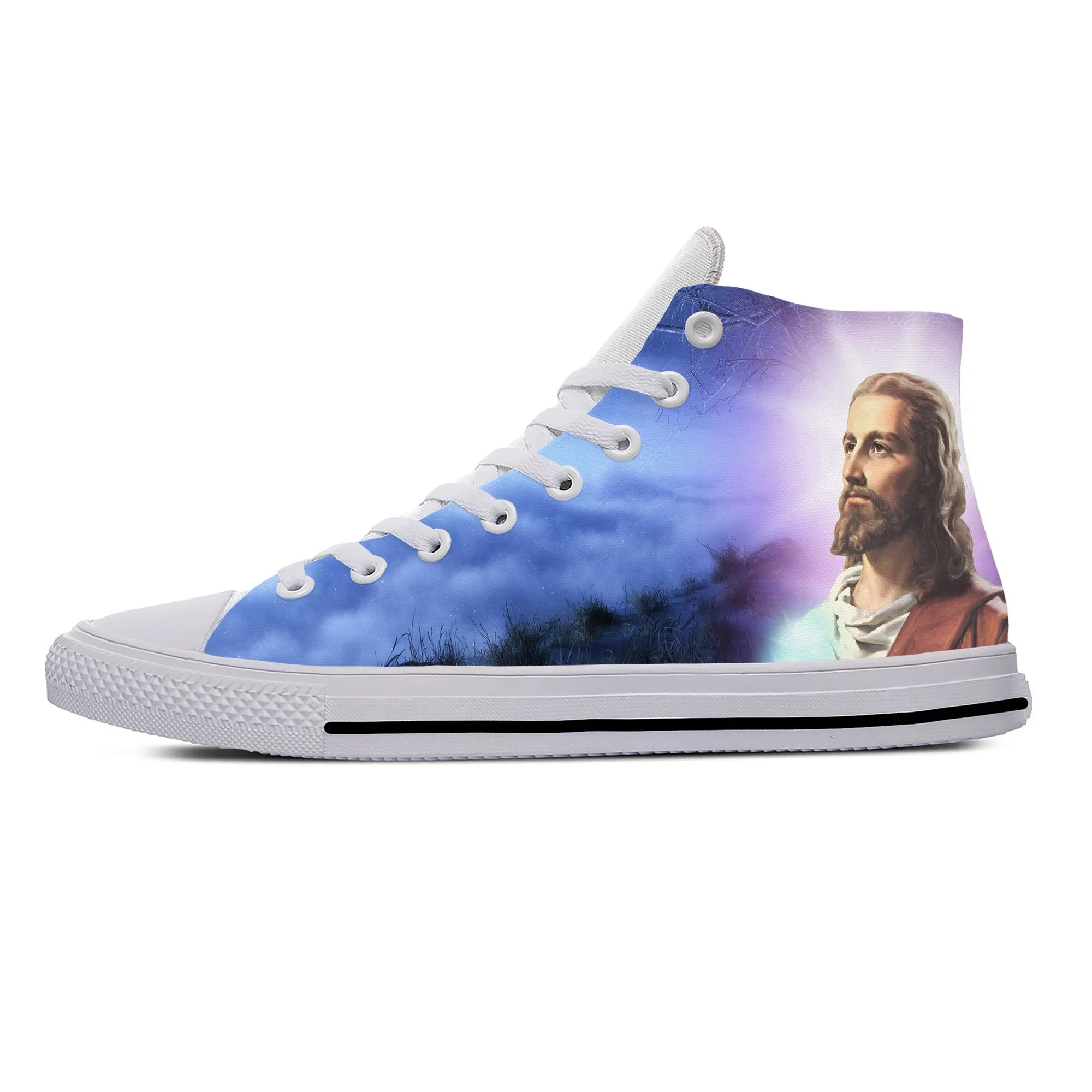 Unisex 3D Print Breathable Sneakers, Deus cristão, Jesus, Cristo, Jesucristo, Senhor, sapatos de pano casuais engraçados, Top alto, leve, homens e mulheres