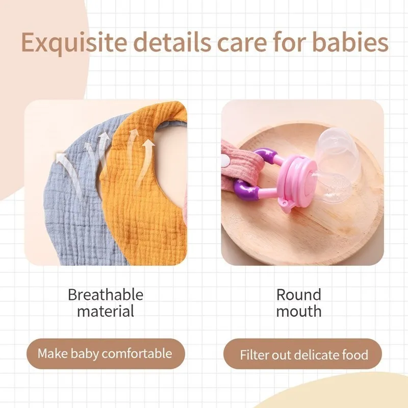 1Set Baby Cloth Bib Layer Cotton Saliva Towel with Pacifier Newborn Muslin Drooling For Babies Children Wooden Animal Teether