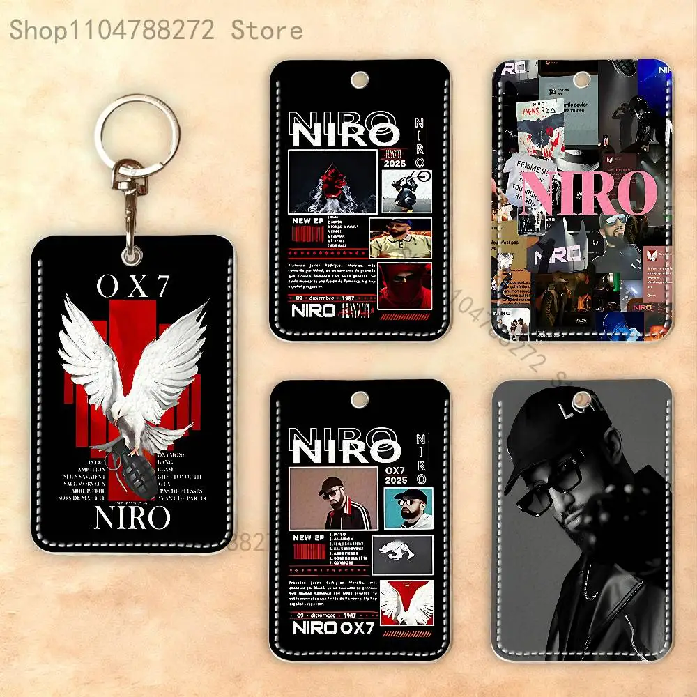 

NIRO OX7 Rectangle Card Case Keychain Access Card Bag Key Tag Ring Leather Card Holder Key Ring Access