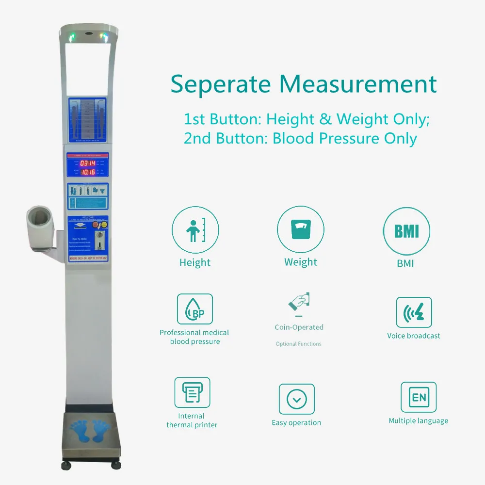 OBM popular and lower price body height and weighing scale with blood pressure measuring machine for adult