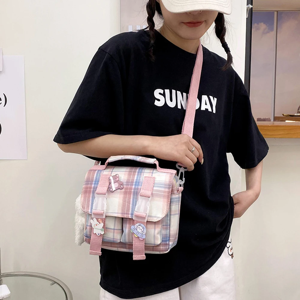 

Female Fashion Shoulder Crossbody Bag Japanese Style Girl Student Messenger Bag Cute JK Plaid Campus Uniform Handbag College Bag