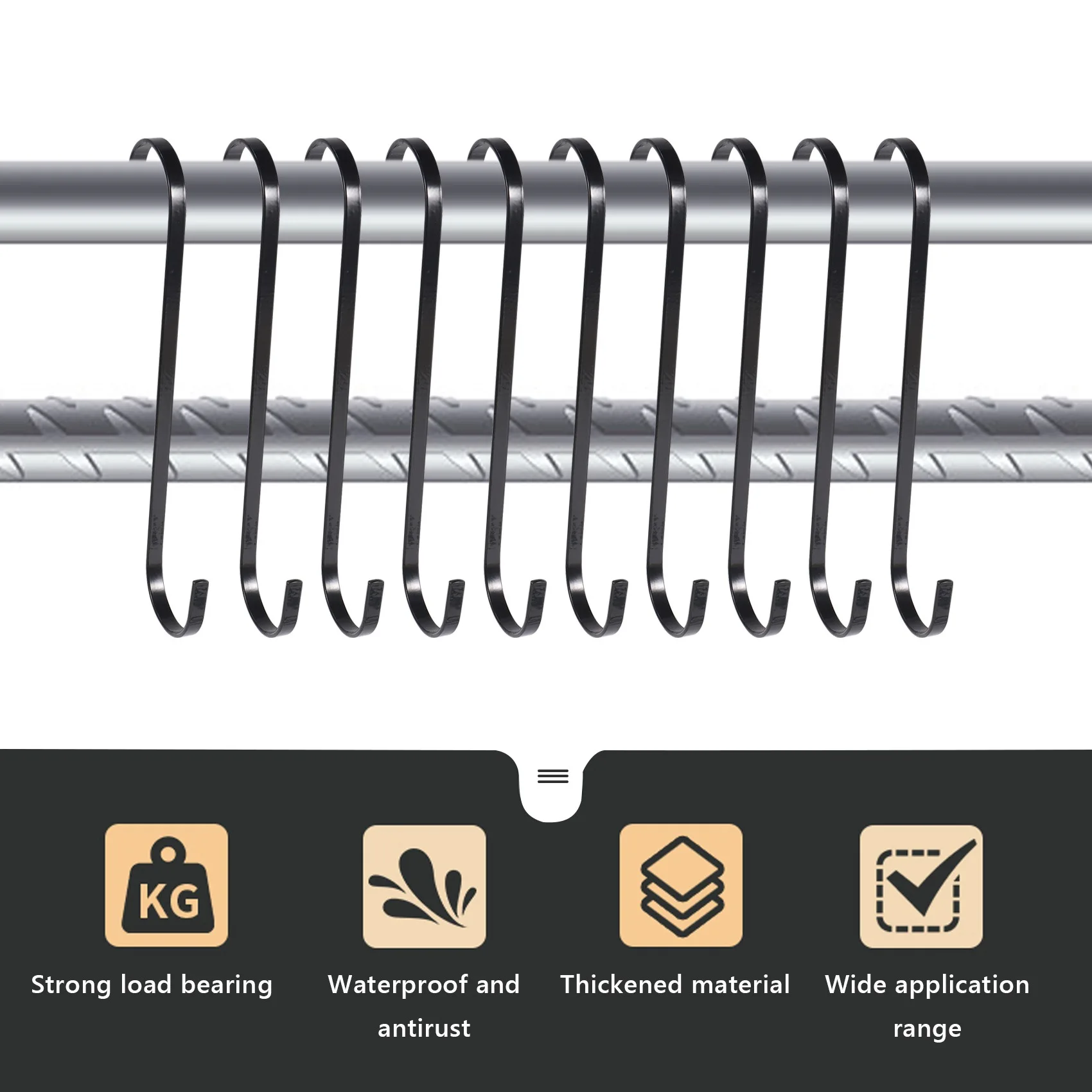 

J1UL1N 10 Pack Extra Large 10 Inch Long S Hooks For Hanging Plant,Basket,Tree Branch,Closet,Garden,Pergola,Indoor Outdoor Uses