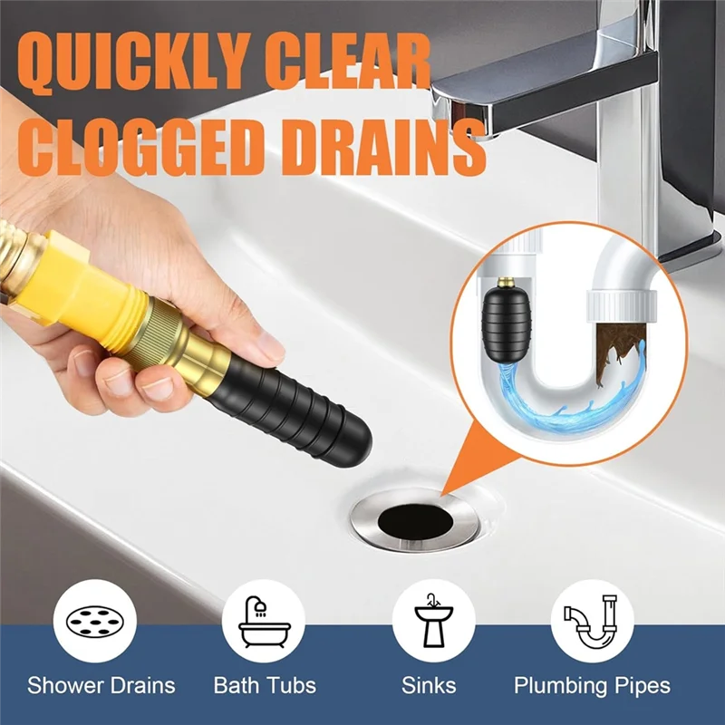 A95I-Retractable Hose Drain Bladder Kit 3Pcs, Includes Shut-Off Valve& Faucet Adapter For Fit 1" To 6" Pipes