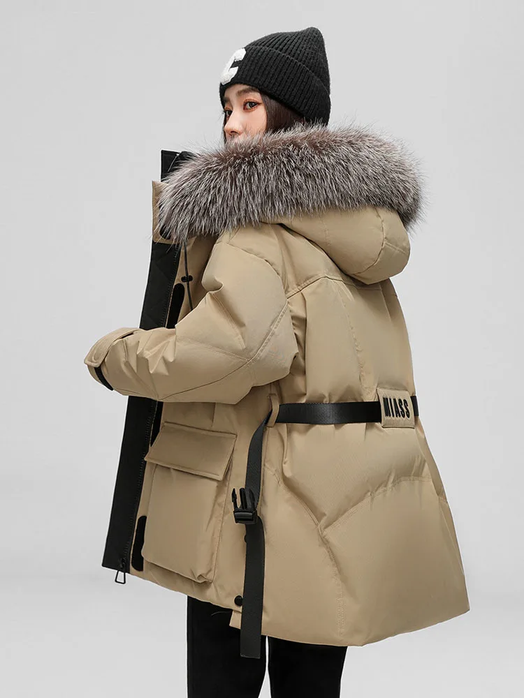 Real raccoon big fur collar Parkas Women's Winter Down Jacket Thick 90 White Duck Down Fashion Leisure Female Winter Jackets