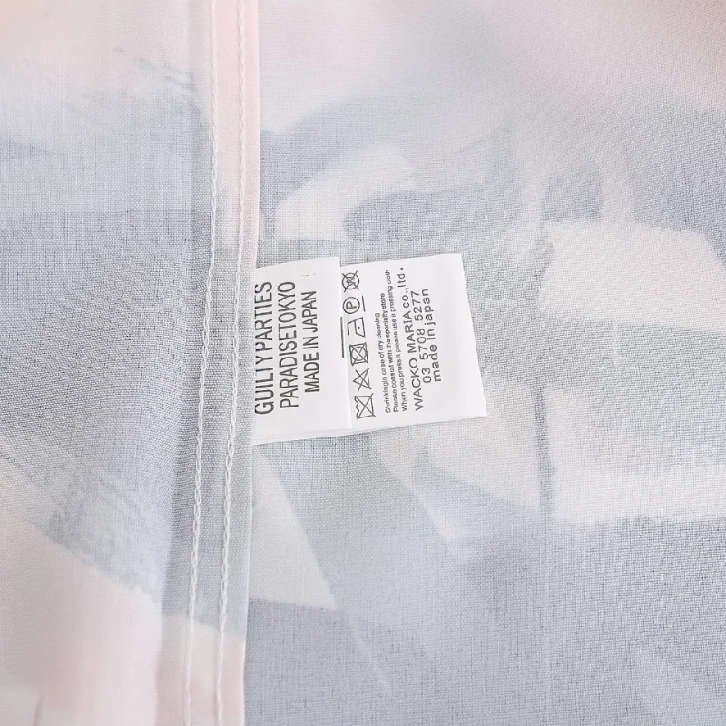 WACKO MARIA Pink High Quality Graffiti Hawaii Japanese Tide Fashion Turtleneck Summer Vintage Graffiti Short Sleeve Shirt