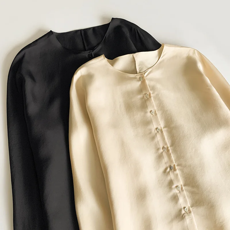 Withered Spinning Silk Top With French Elegant Design And A Single Breasted Lace Up Shirt Blouses Women's Clothes Shirts Tops