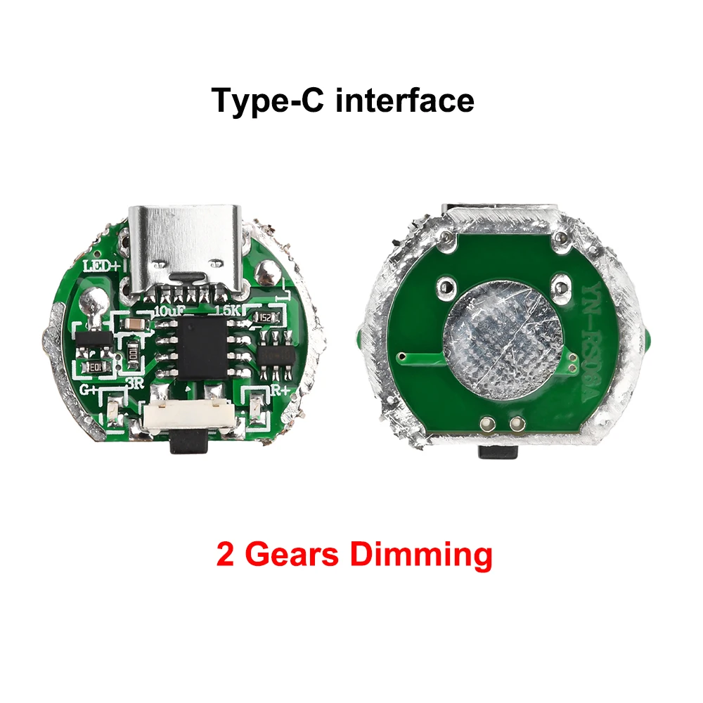 측면 프레스 강력 조명 토치 드라이버 보드 스위치 포함 마이크로 USB / TYPE-C 회로 기판 DIY 액세서리 (10W LED 비즈용)