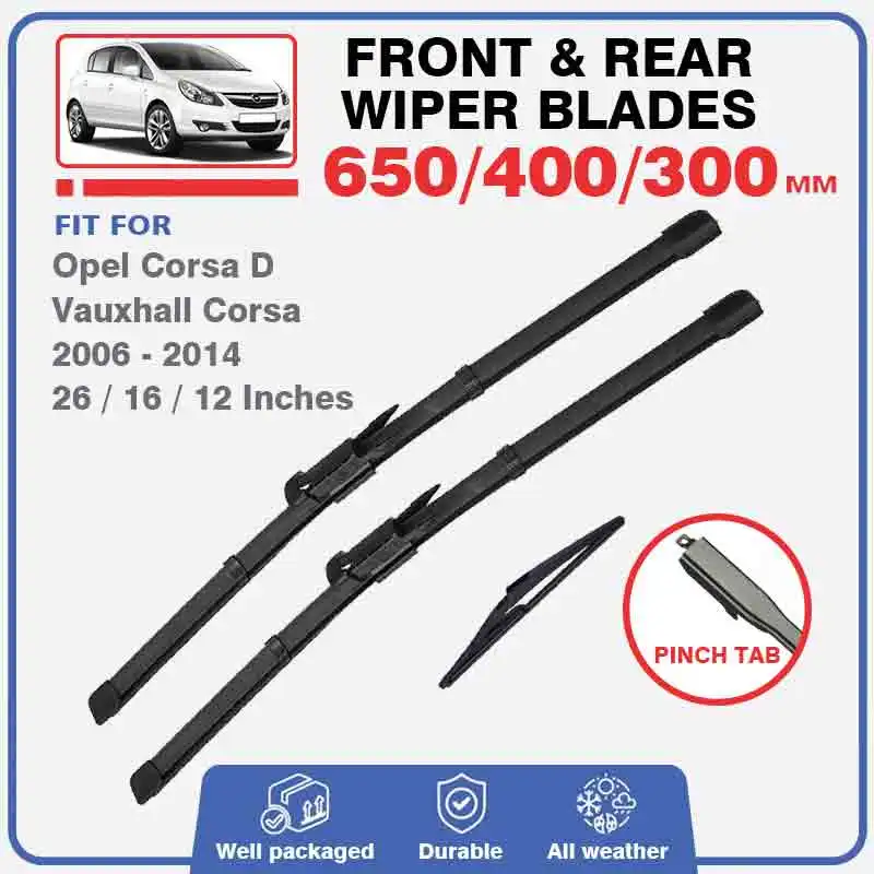 

Front Rear Windscreen Wiper Blades Set For Vauxhall Opel Corsa D 2006 - 2014 OPC GSi SXi VXR Windshield Accessories 26"+16"+12"