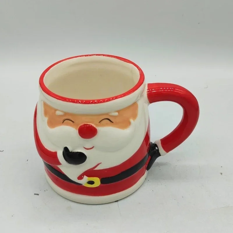 New Home 3D Santa Hand-Painted Ceramic Mug Christmas Holiday Gift With Handgrip Coffee Milk Tea Gift Box Cartoon Xmas Gift Mugs
