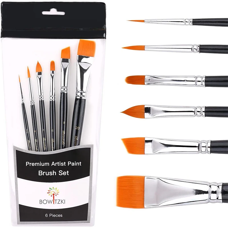 

Bowitzki 6 Peiece Face Paint Brush Set Professional Quality Brush For Face Painting Watercolor Acrylic Oil Painting Nail Art