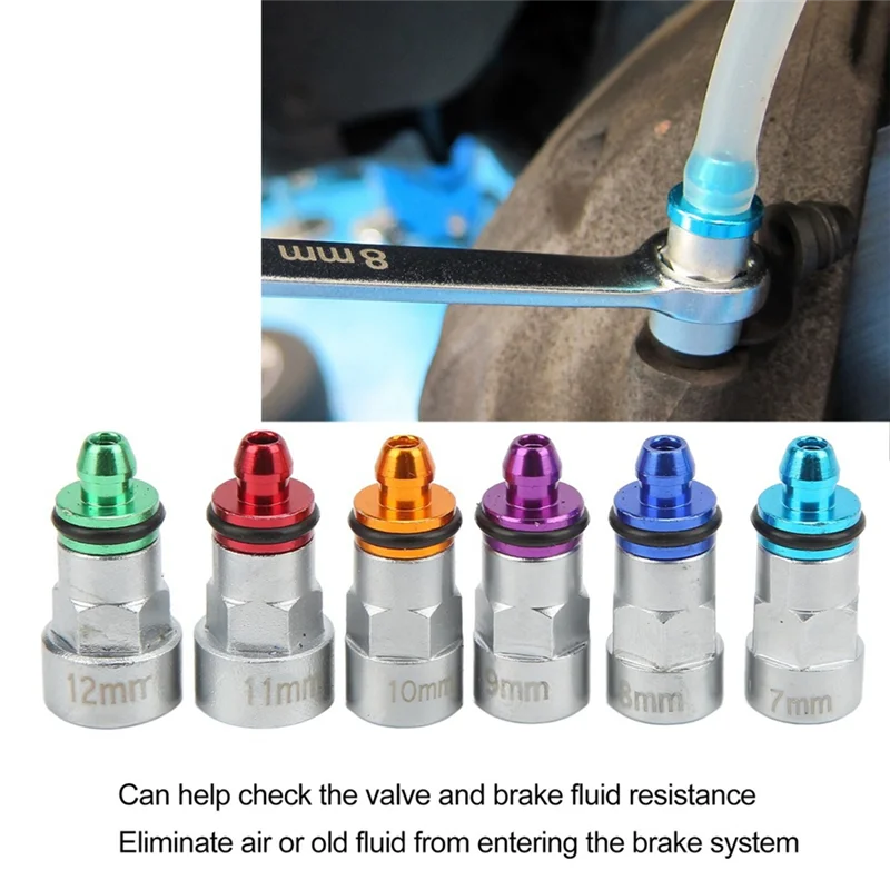 

【Price Drop !!】 Brake Bleeder Wrench 1 Drain Hose Brake Bleeder Spanner Kit 6 Adapters Metal Sturdy Universal Fit For Car For Li