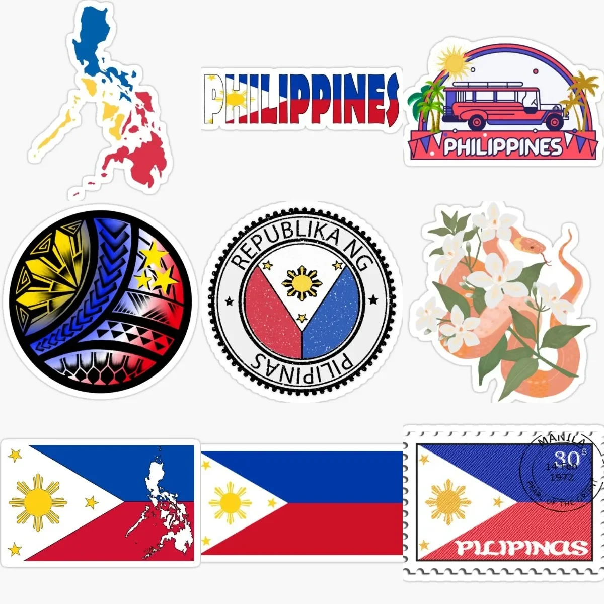 

Philippines Filipino Flag Map Stickers Laptop Motorcycle Helmet Bumper Wall Bicycle Van Car Glass Helmet Racing PVC Decal