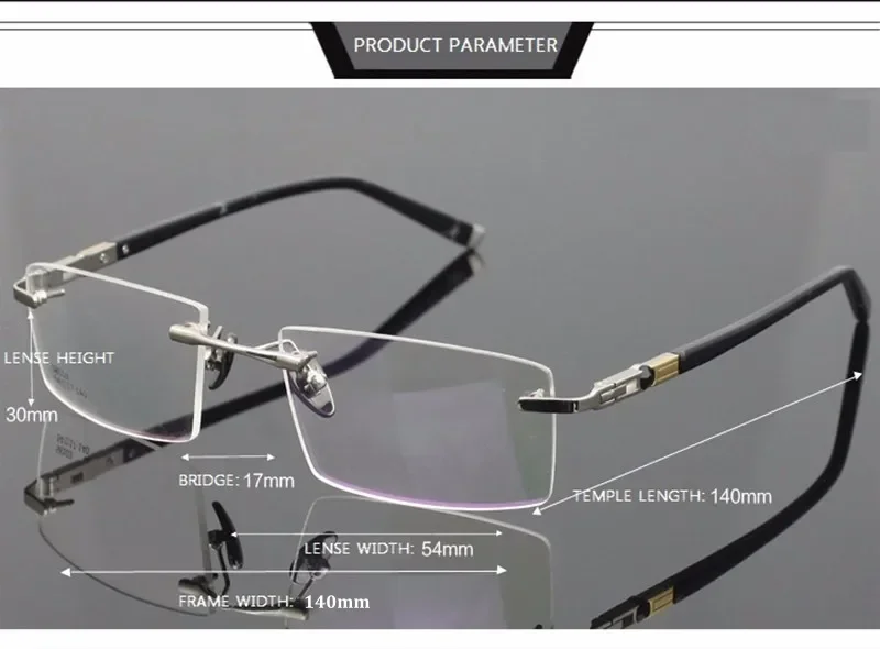 Chashma Titanium Eyeglasses Rimless Ultra Light Myopia Optical Frame Prescription Glasses Frames for Men