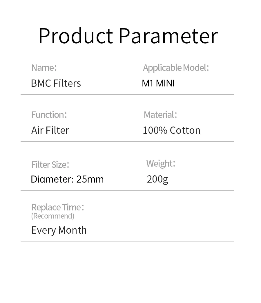 CPAP Foam Filter BMC Premium Disposable Universal Filters Supplies for BMC G2S A20/C20 GII E-20C/E-20A G3 M1 Mini CPAP Machine