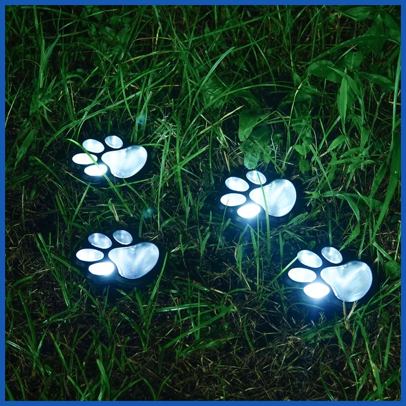 3PCS Solar Paw Print Lights Cat Dog Animal Solar Light Outdoor Christmas Halloween Decor Garden Courtyard Waterproof Lawn Light