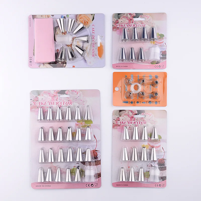

Stainless Steel Pipe Nozzle Card Set Cream Pipe Bag DIY Dessert Bean Biscuit Baking Nozzle