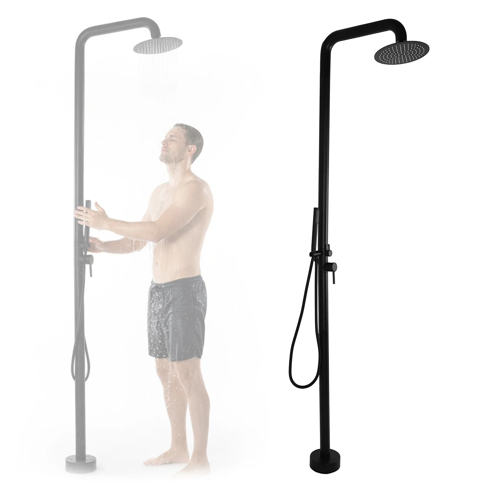 

2-Function Freestanding Outdoor Shower with Showerhead Free Standing Bathtub Faucet Set for Backyard Garden/Pool/Beach Courtyard