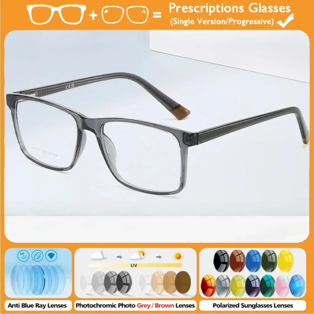 

KIZN Simple Prescription Glasses Men Business Optical Anti Blue Ray Square Myopia Photochromic Multifocalf Protection Christmas