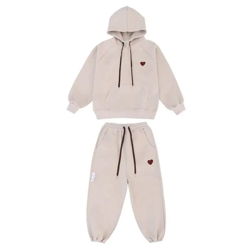 Girls Winter Autumn Ins Ootd Korean Style 2Pcs Thick Warm Hoodie+Pants Sports Suits 6-14 Years Kids Leisure Clothes Sets  987