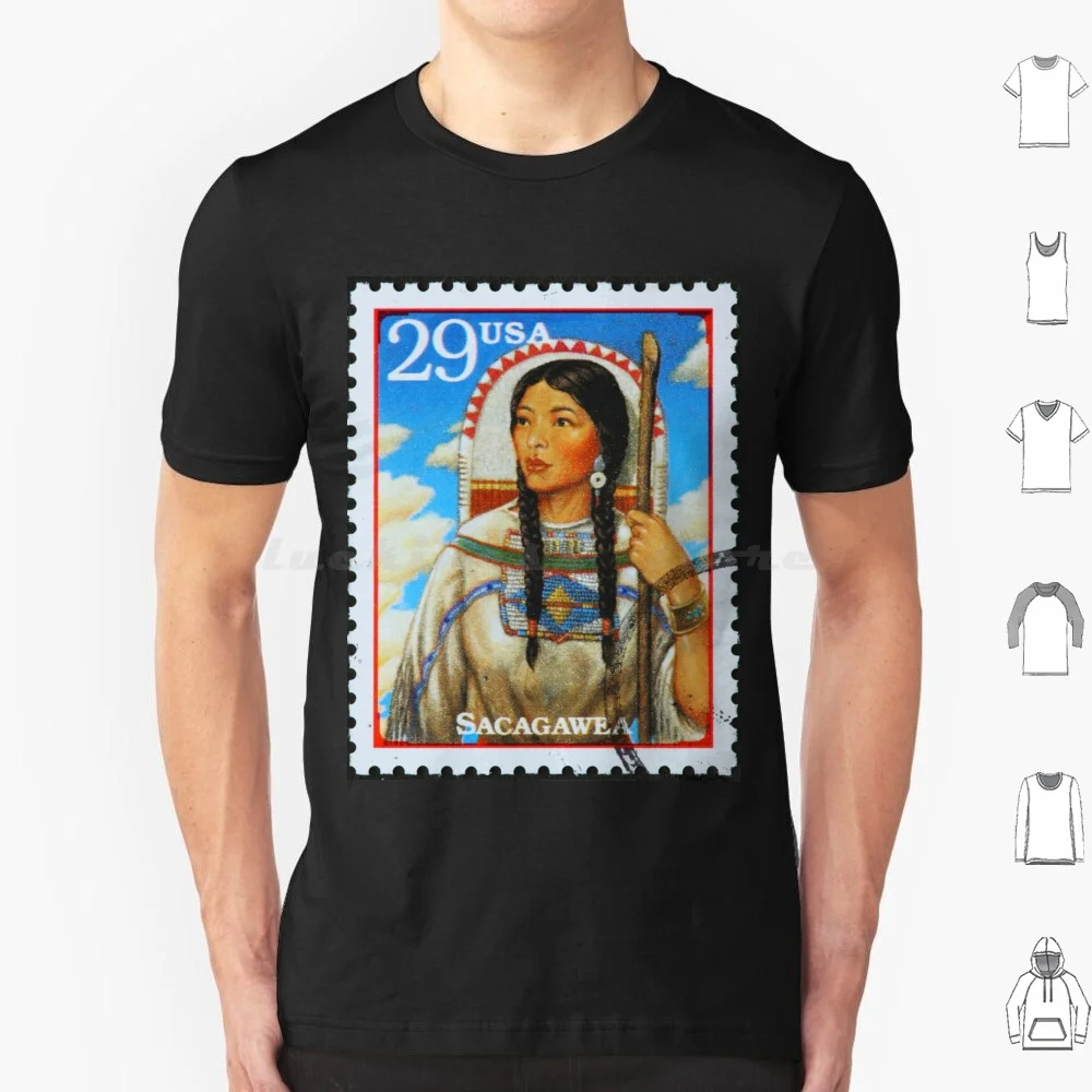 Sacagawe Post Stamp T Shirt 6xl Cotton Cool Tee Stamp Fantasy History Canada Dream Big Romantic Indigenous Sacagawea Explorer