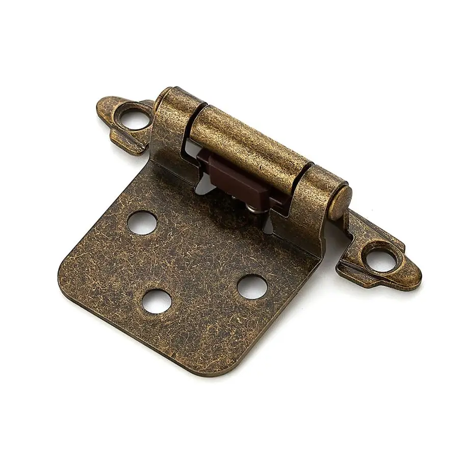 

50 упаковок, 25 пар антикварных латунных петель для шкафа для кухонных дверей, самозакрывающихся, 1 2-дюймовая переменная накладка, полузакрытая лицевая рама