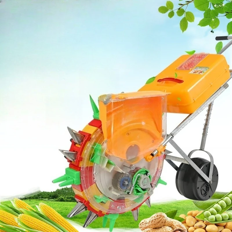 Corn Sowing and Fertilization Integrated Machine Hand Push Roller Planter Peanut Soybean Vegetable Seeding Machine