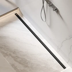 Stainless Steel Shower Drain Black Bathroom Drainage Linear Floor Drain 3.2cm Wide Narrow Shower Floor Tile Bathtub Accessories