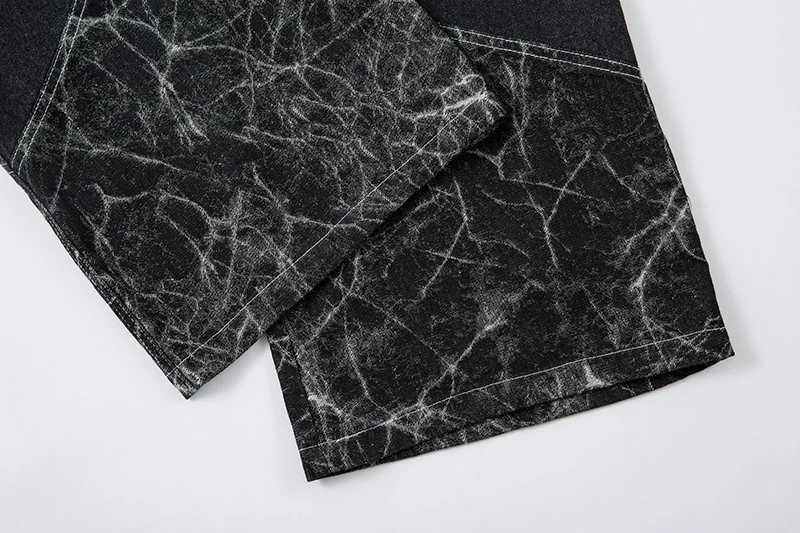 LUZHEN パーソナライズされた絞り染めパッチワークデザインオリジナルストレートデニムパンツメンズ 2025 新しい高品質ワイドレッグジーンズ JY3346