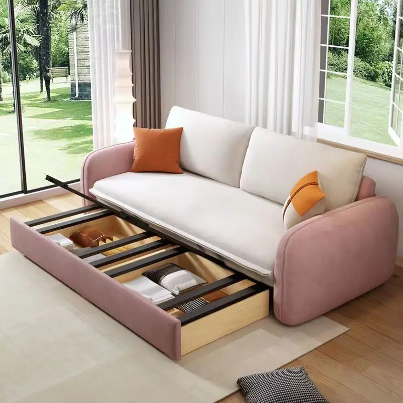 

Anx Fleece Sofa Bed Dual-purpose Multifunctional Foldable Double Small Household Telescopic Push-pull Detachable