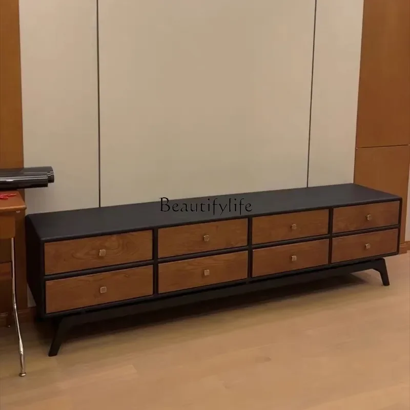 

yj19 American Country Retro Solid Wood Five-Drawer Six-Drawer Cabinet TV Cabinet French Bedroom Storage Cabinet